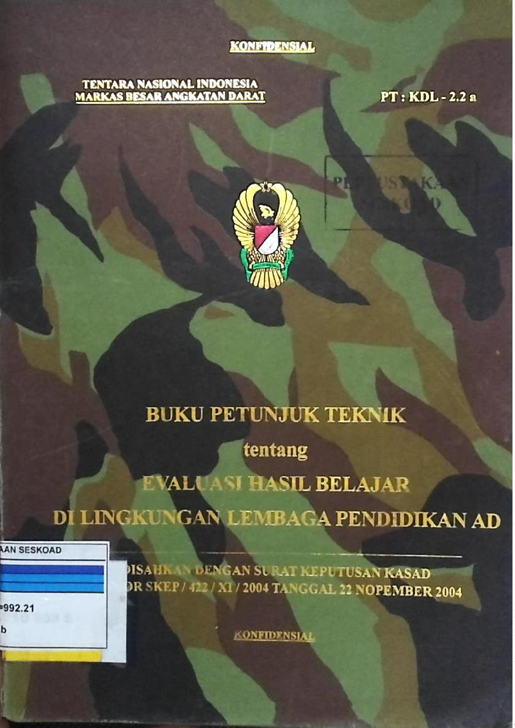 BUKU PETUNJUK TEKNIK TENTANG EVALUASI HASIL BELAJAR DI LINGKUNGAN LEMBAGA PENDIDIKAN AD